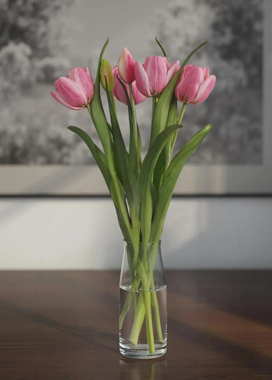 16.5" Fresh Touch Pink Double Late Tulip Bundle/Faux Spray/Autumn Decor/Holiday Decor/Fall Decor/Thanksgiving Decor/Wedding Decor