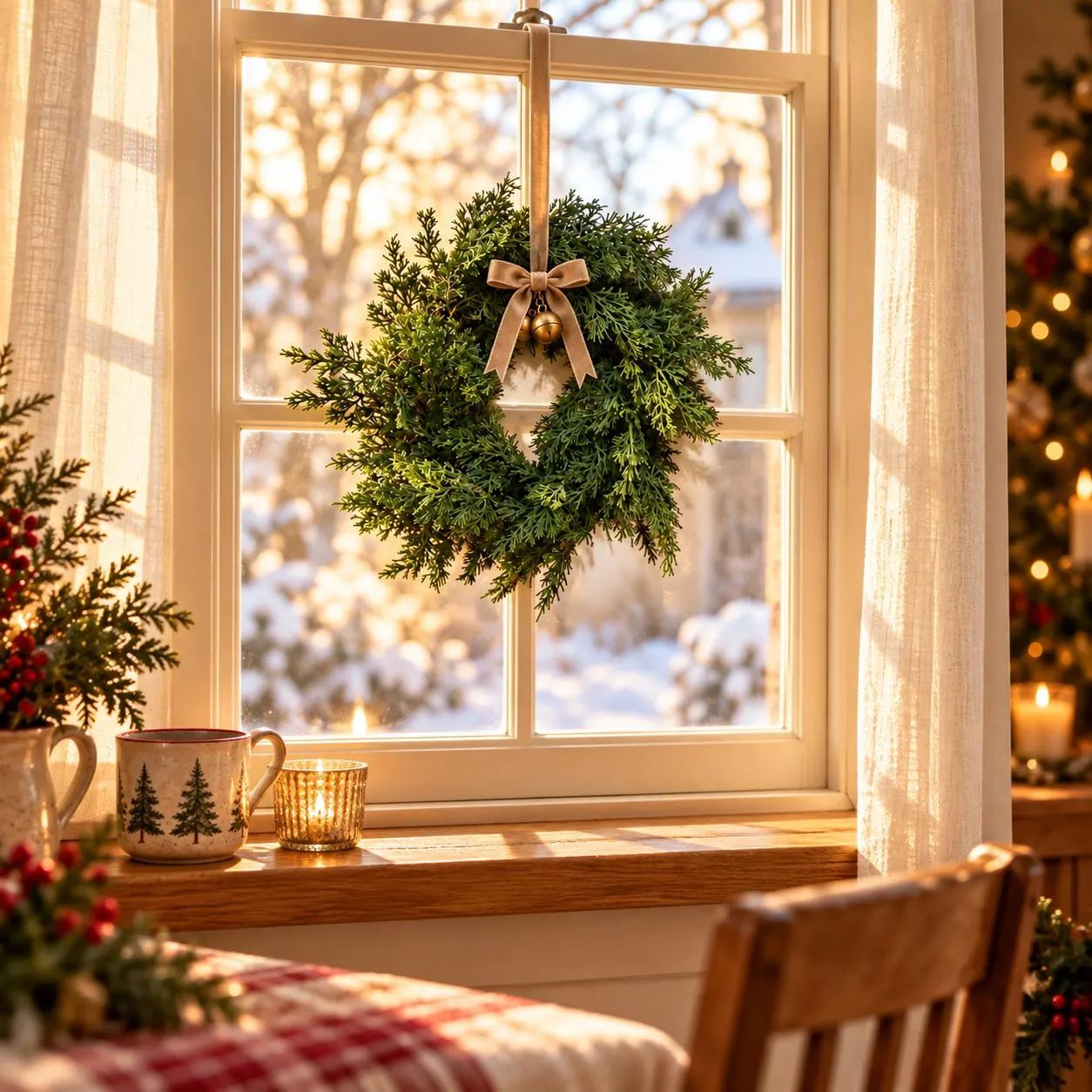 12" Real Touch Alaska Cedar  Wreath/Green Artificial Wreath/Green Wreath/Natural Looking Wreath/Outdoor Wreath/Green Outdoor