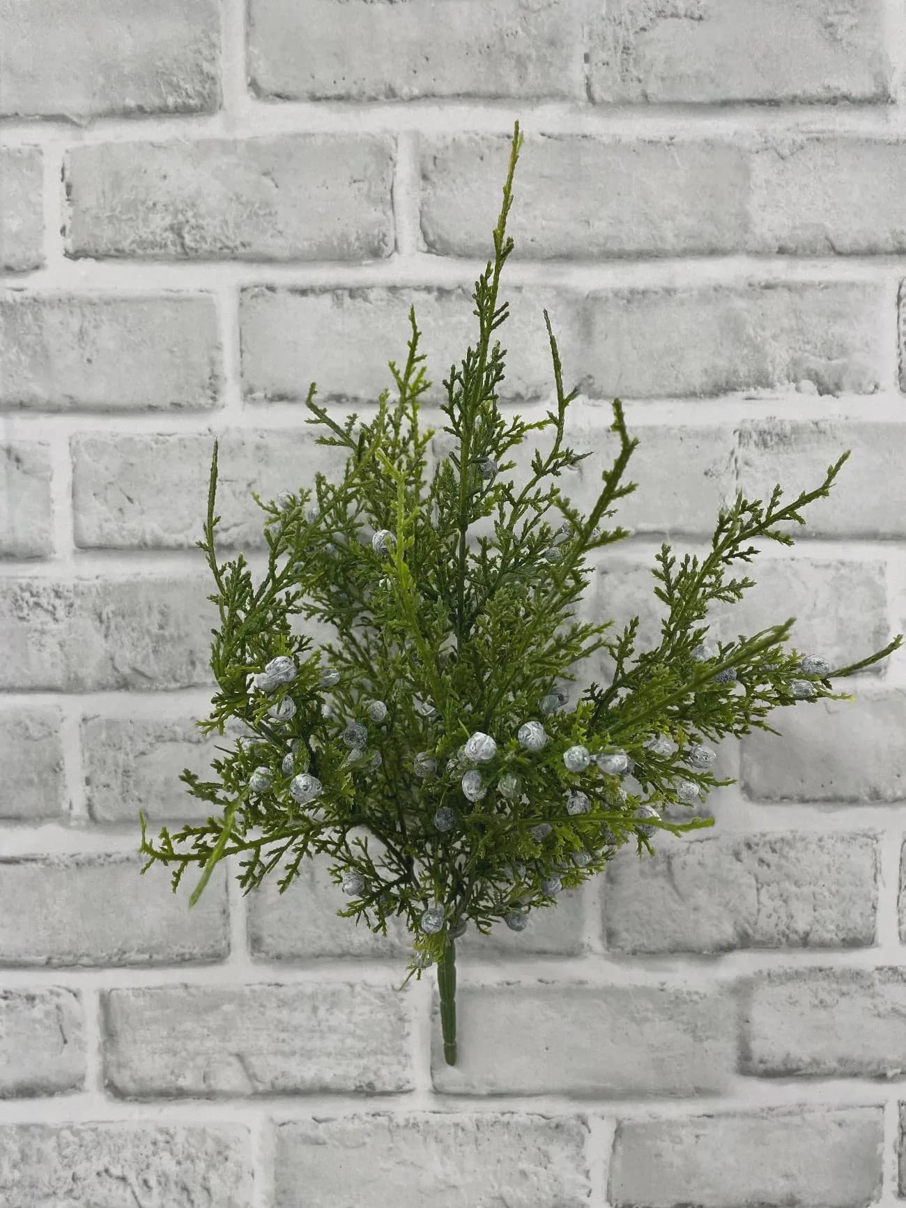 14.5" Real Touch Oregon Juniper Bush, Faux Blue Green Juniper Pick, Christmas Berry Greenery Stem, Luxury Winter Wedding Vase Filler