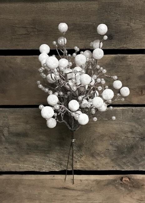 13" White Beaded Pick/Sprays/Wedding Decor/Holiday Decor/Fall Decor/Table Decor/Cedar Spray/Natural Spray/DIY Craft/Holiday DIY