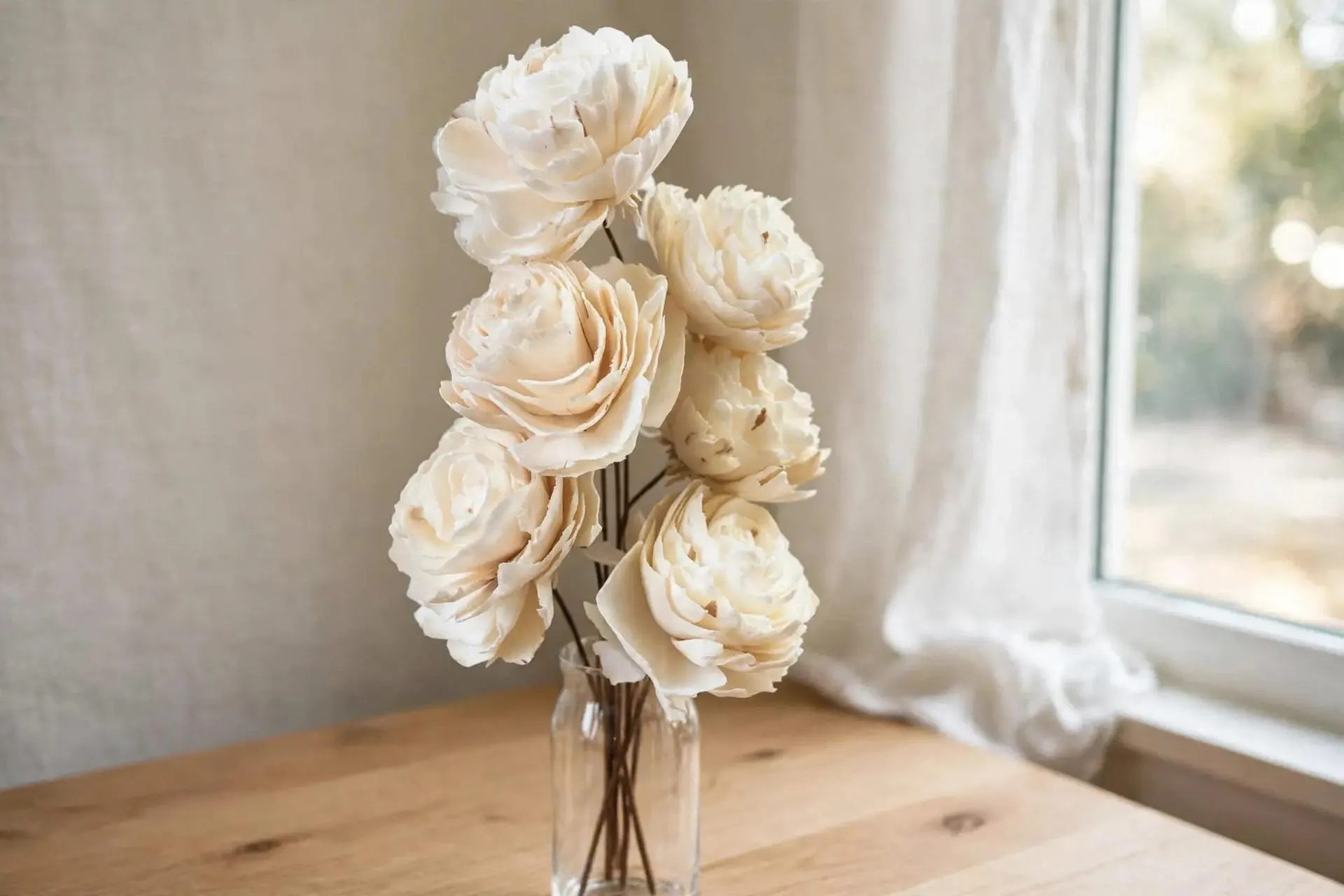 Sola Cedar Rose White 3 Inch | Bunch of 6 Stems | Dried Wood Flower for Bouquets