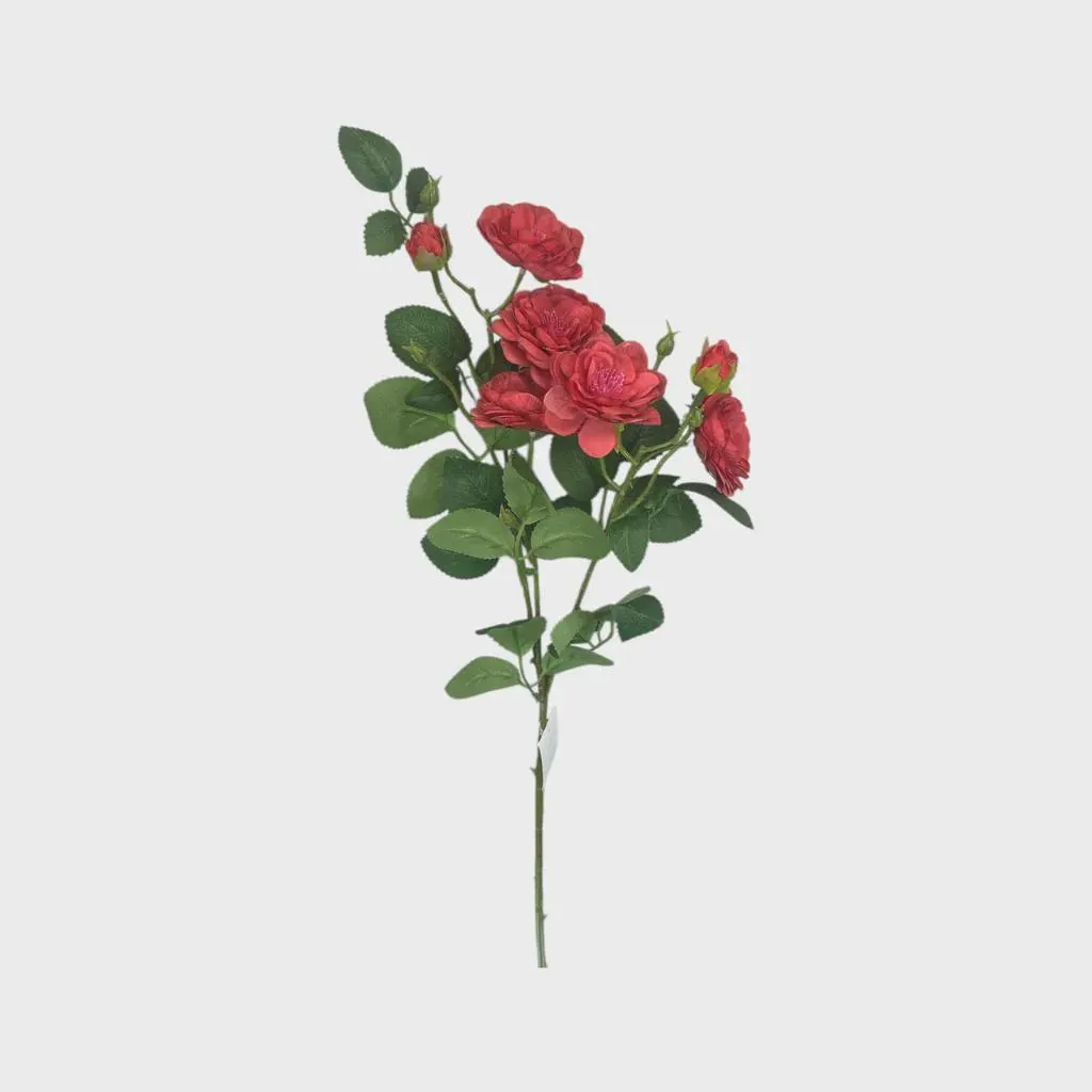 27" Red Rose Spray (5 Heads) – Faux Red Rose Stem Pick, Artificial Velvet Red Roses for Christmas, Valentine's & Holiday Floral Wreaths