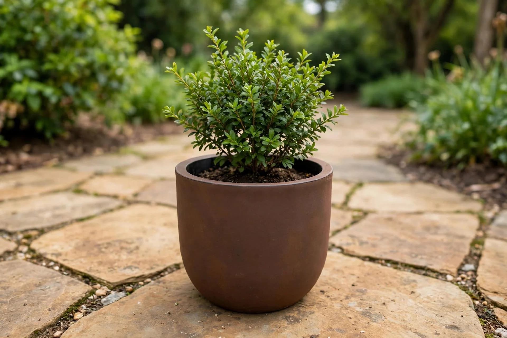 Eco Plastic Uovo Pot Rust 14x13 Inch | Smooth Egg-Shaped Planter | Lightweight Garden Pot
