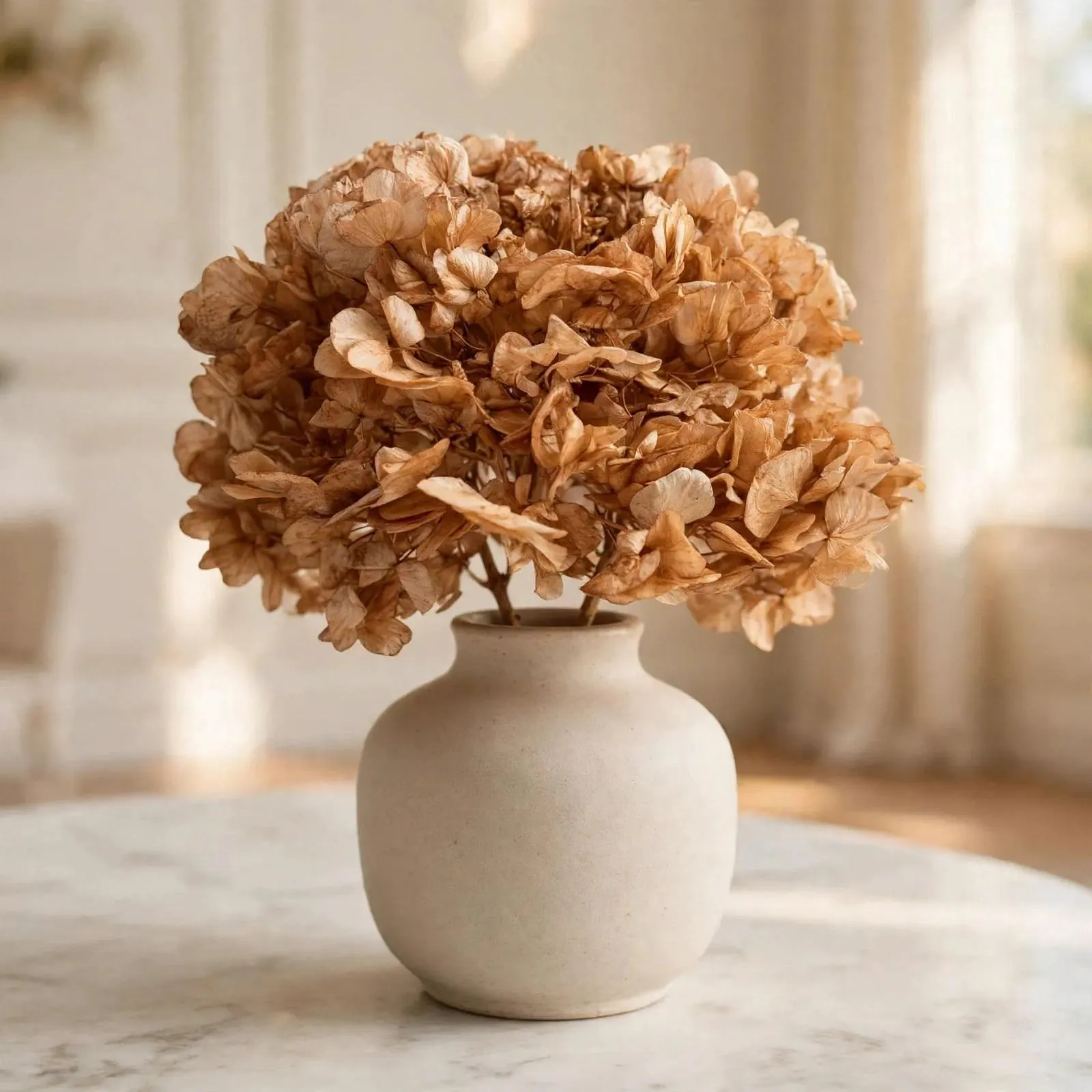 Preserved Large Petal Hydrangea Peach 7-8 Inch | 1-2 Stems | Preserved Flowers