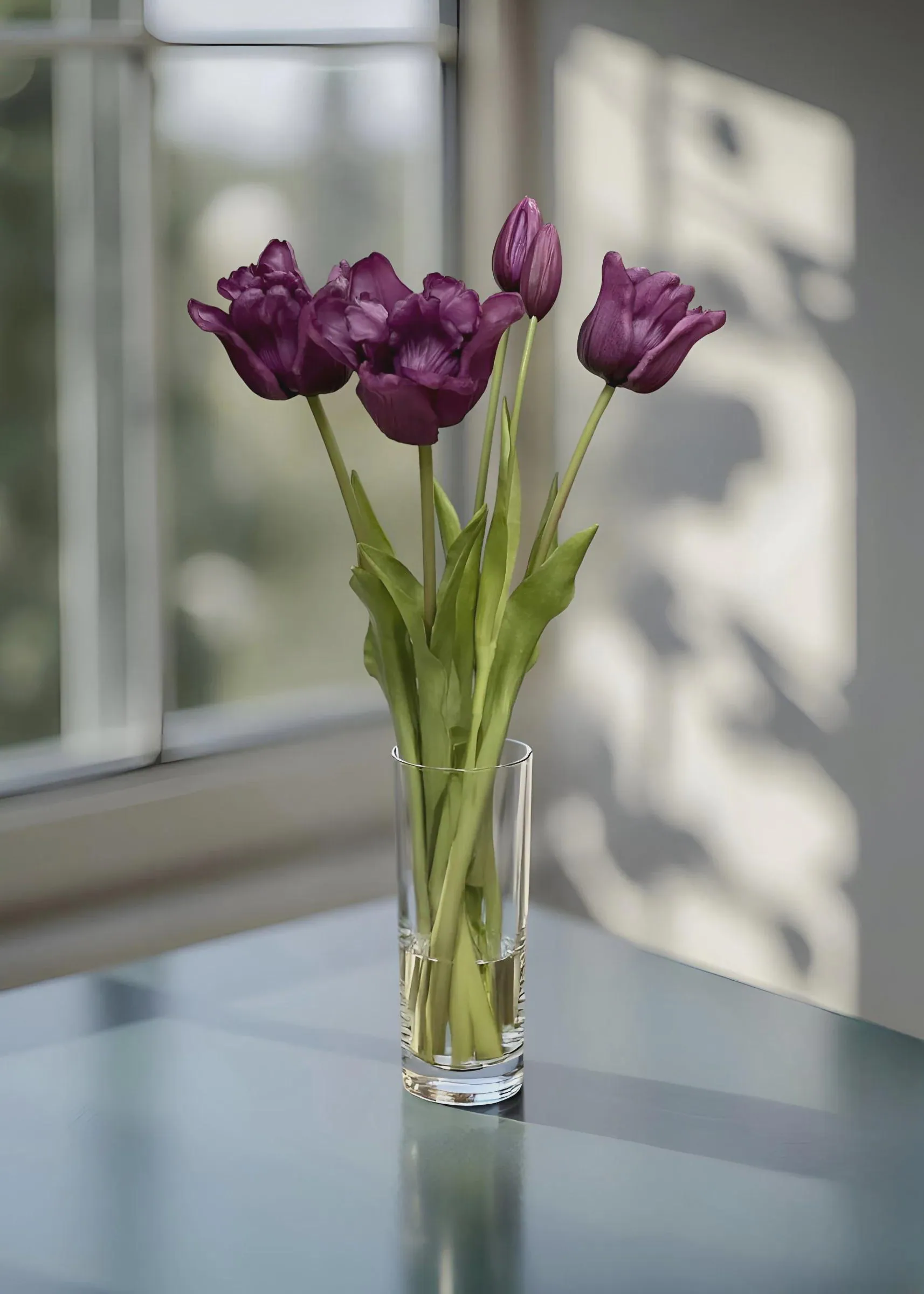 18" Fresh Touch Ruffled Purple Tulips Bunch/Tulips/Pink Tulips /Wedding Centerpieces/Home Decor/Faux Flowers/Silk Flowers/Flower Bouquet