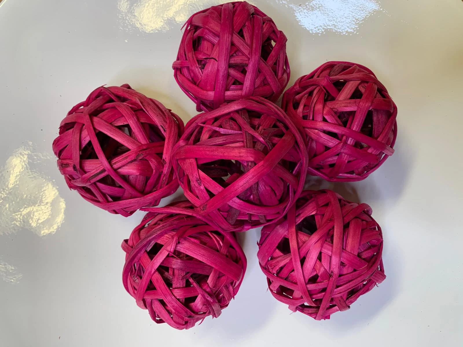 PINK Big Wicker Balls, 6  Decorative Balls, Rustic Decor Ideas, Rustic Bawl Filler, Wicker Decoration,  Rustic Table Decor