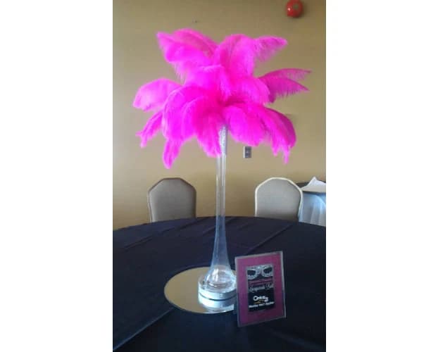 Hot Pink Ostrich Feather Centerpiece