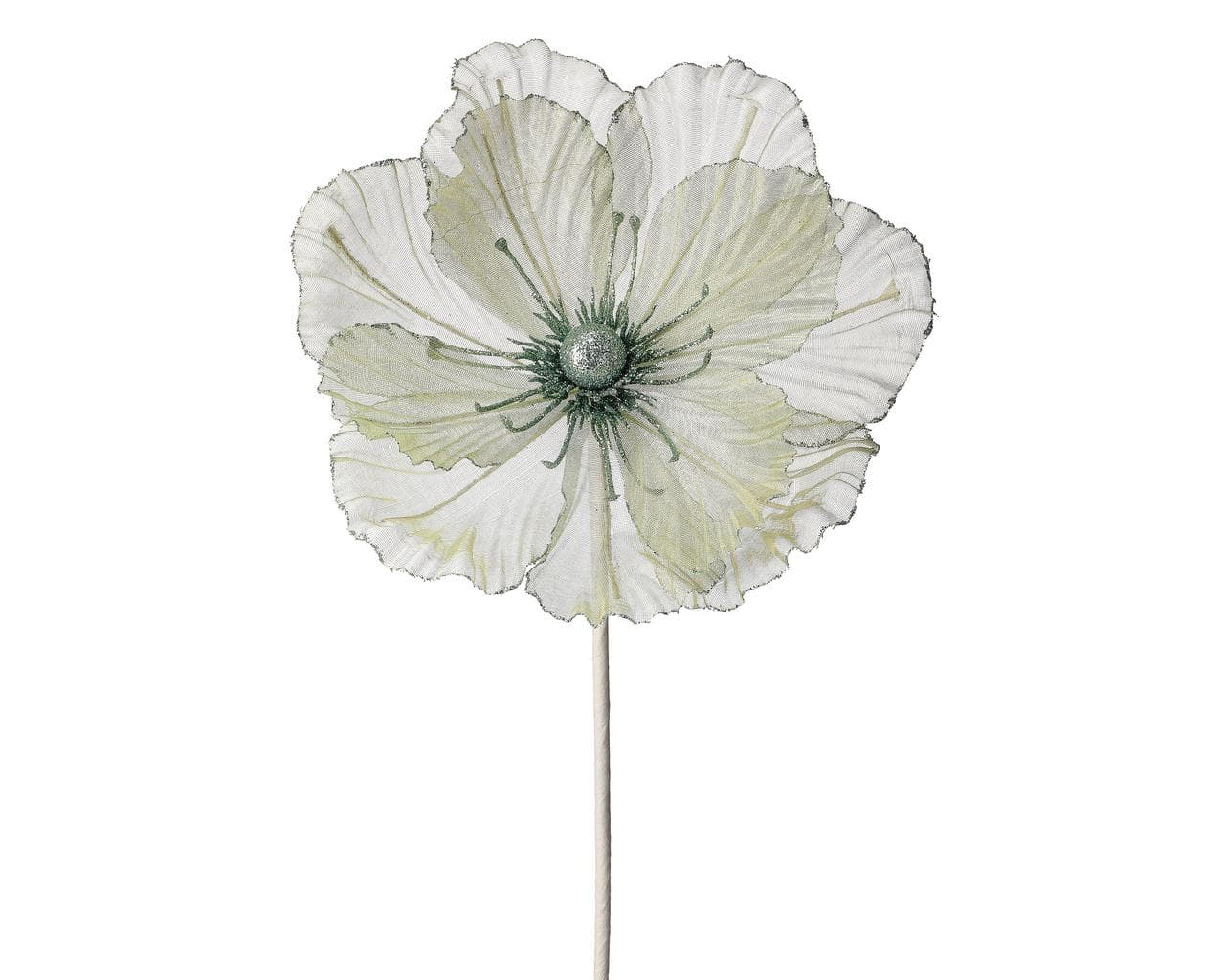 22" Mint Green Sheer, Glitter Edge Magnolia/Holiday Decor/Christmas Decor/Poinsettia Picks/Poinsettia Flowers/Poinsettias/Wedding