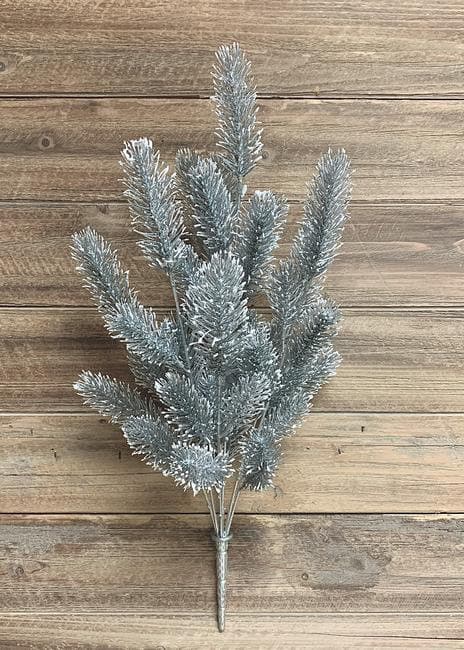 19" Silver Pine Bush/Faux Spray/Autumn Decor/Holiday Decor/Fall Decor/Thanksgiving Decor/Wedding Decor