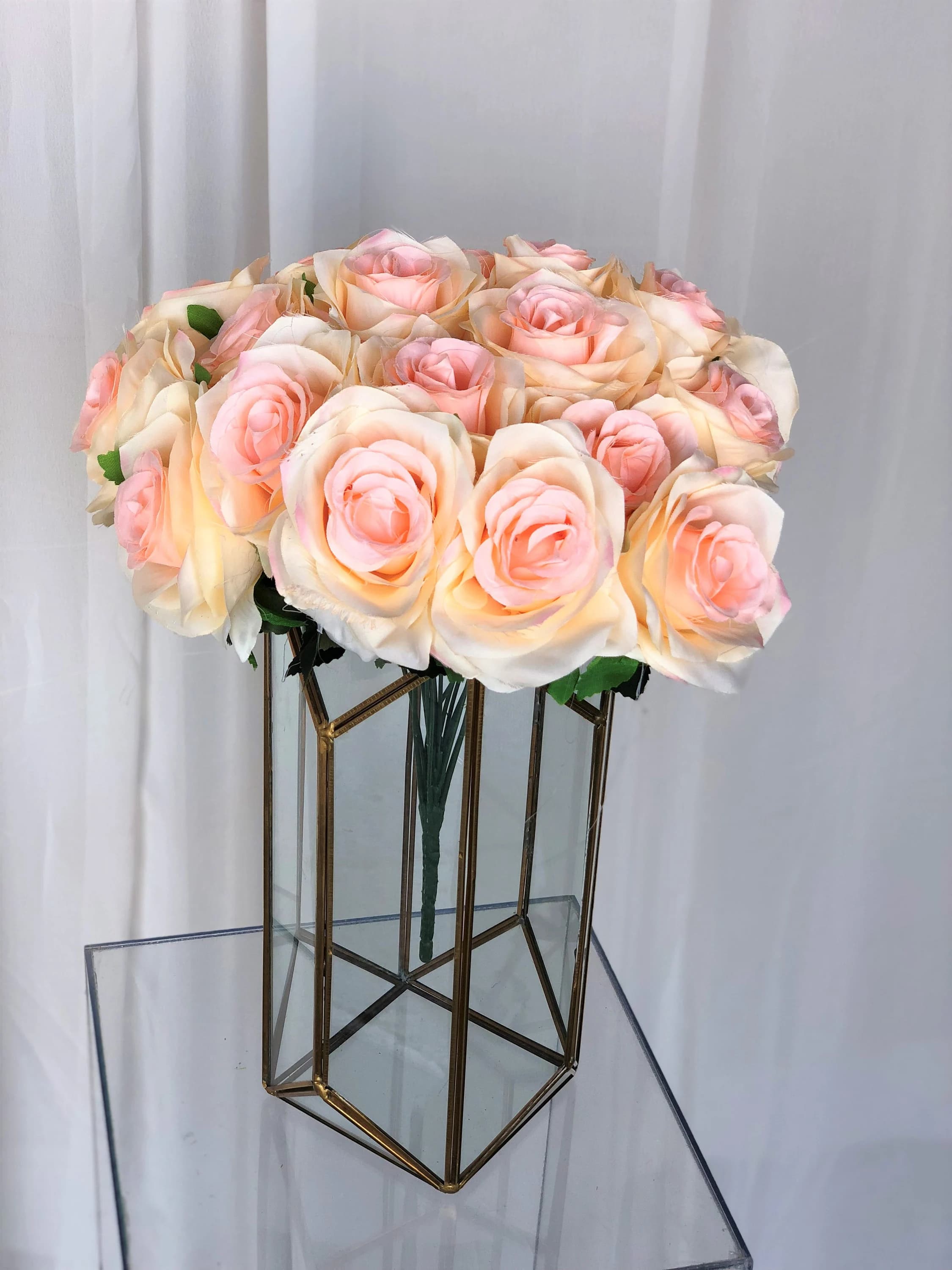 Peaches and Cream Rose Bush/Peach Rose Bush/Faux Flowers/Mutiple sizes/Aisle decor/ Centerpiece/Home Decor/Yellow Flowers/Roses