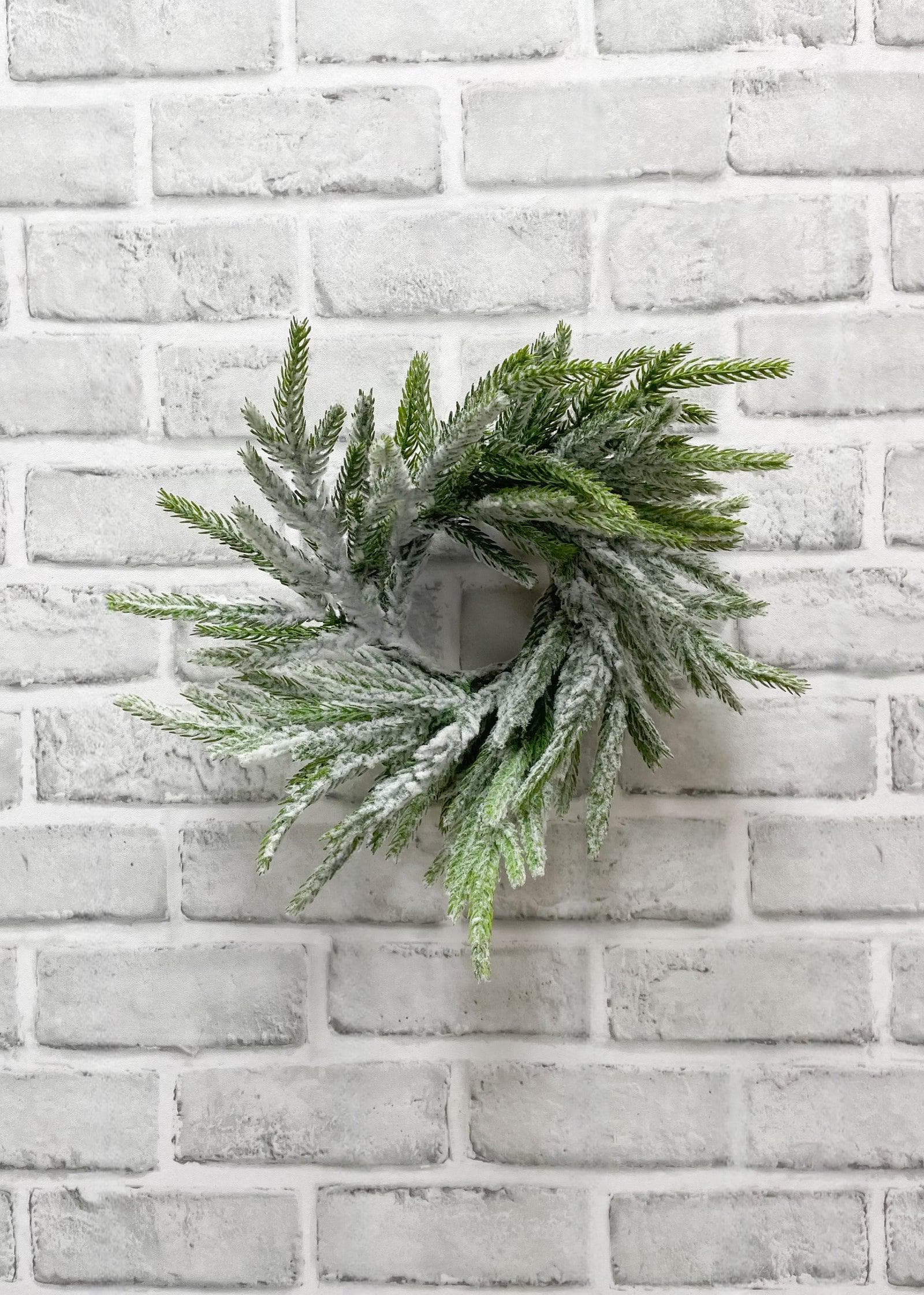 8" Fresh Touch Snowy Norfolk Pine Wreath/Garlands/Wedding Centerpieces/Home Decor/Faux Vines/Silk Vines/Garlands