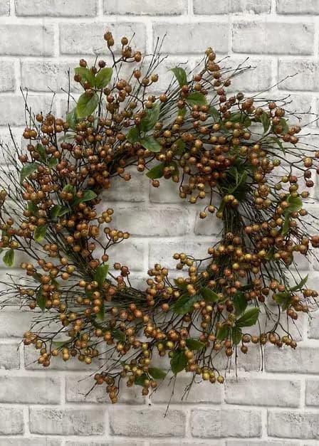 22" Fall Berry Wreath/Fall Wreath/Natural Wreath/Outdoor Wreath/Green Outdoor Wreath/Green Leaf/Autumn Wreath/Artificial Fall Wreath
