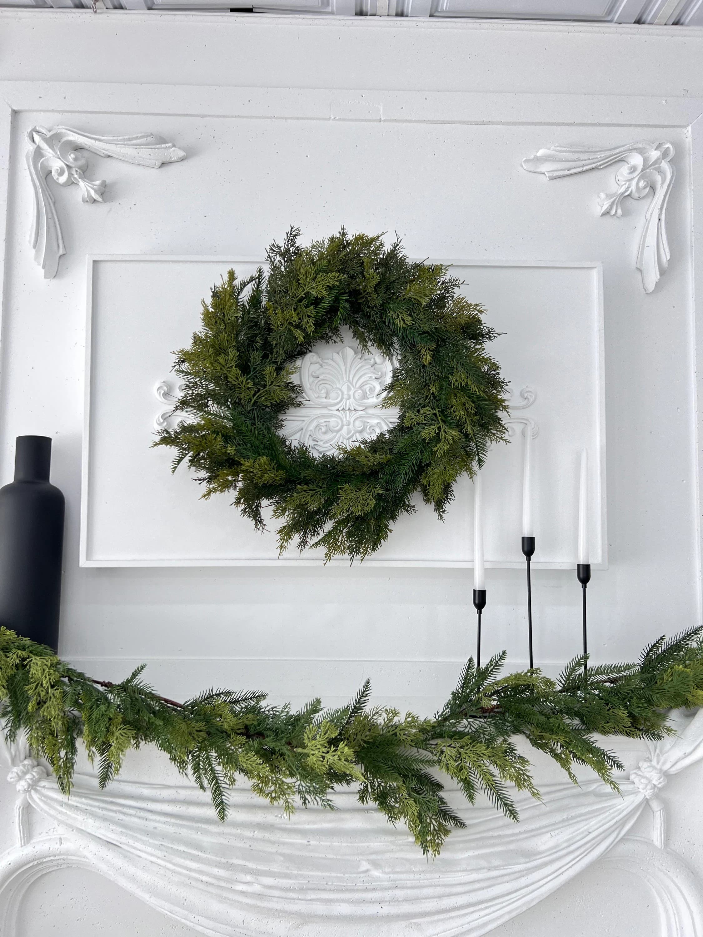24" Real Touch MIXED Alaska Cedar and Hemlock Wreath/Green Artificial Wreath/GreenWreath/Natural Looking Wreath/Outdoor Wreath/GreenOutdoor