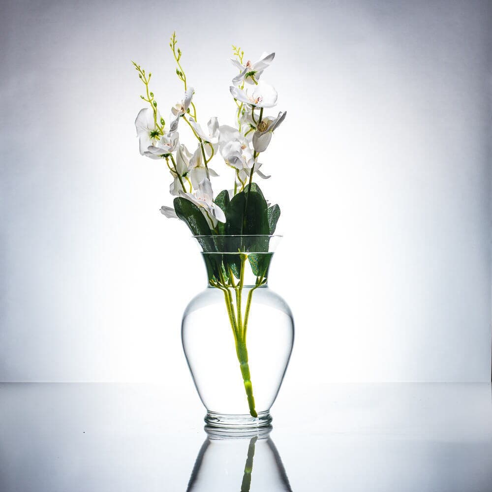 Blue/Purple/White/White with purple Orchids