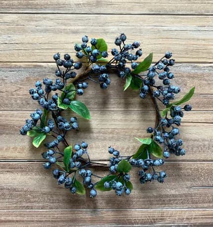 6" Blueberry Candle Wreath/Fall Wreath/Natural Wreath/Outdoor Wreath/Green Outdoor Wreath/Green Leaf/Autumn Wreath/Artificial Fall