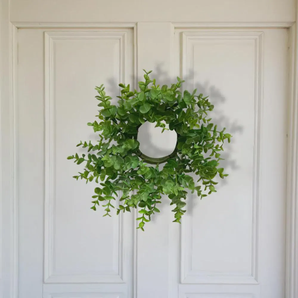 12" Green Eucalyptus Candle Ring/Garland/Artificial Greenery/Holiday Decor/Christmas Decor/Seasonal/Long Garland/Dark Green