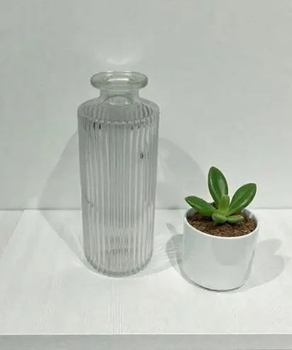 5" Clear Ribbled Bud Vase/Table Decor/Home Decor/Contemporary element to any space/Wedding decor/Modern/