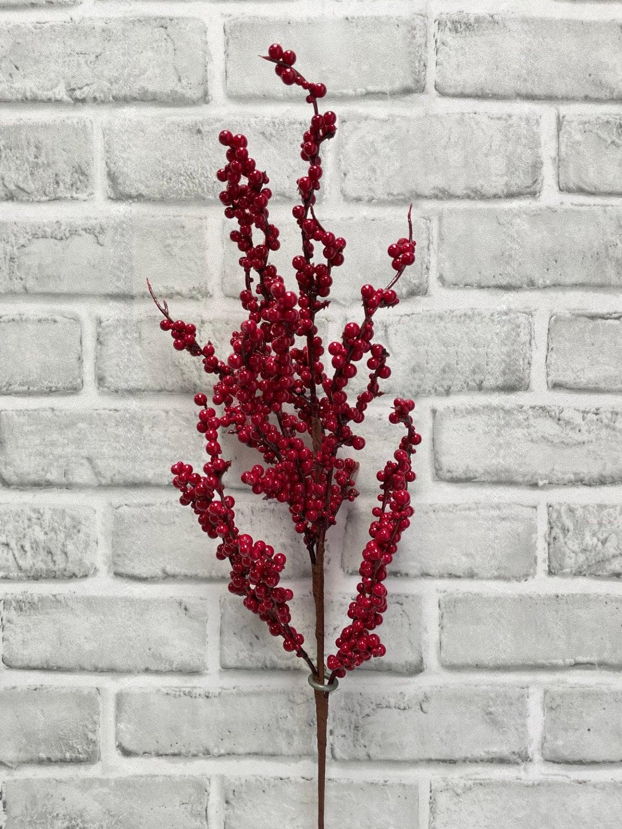 17" & 26" Red Weather Resistant Berry Spray - Faux Outdoor Christmas Pick, Waterproof Winter Urn Filler, Holiday Porch Centerpiece Supply