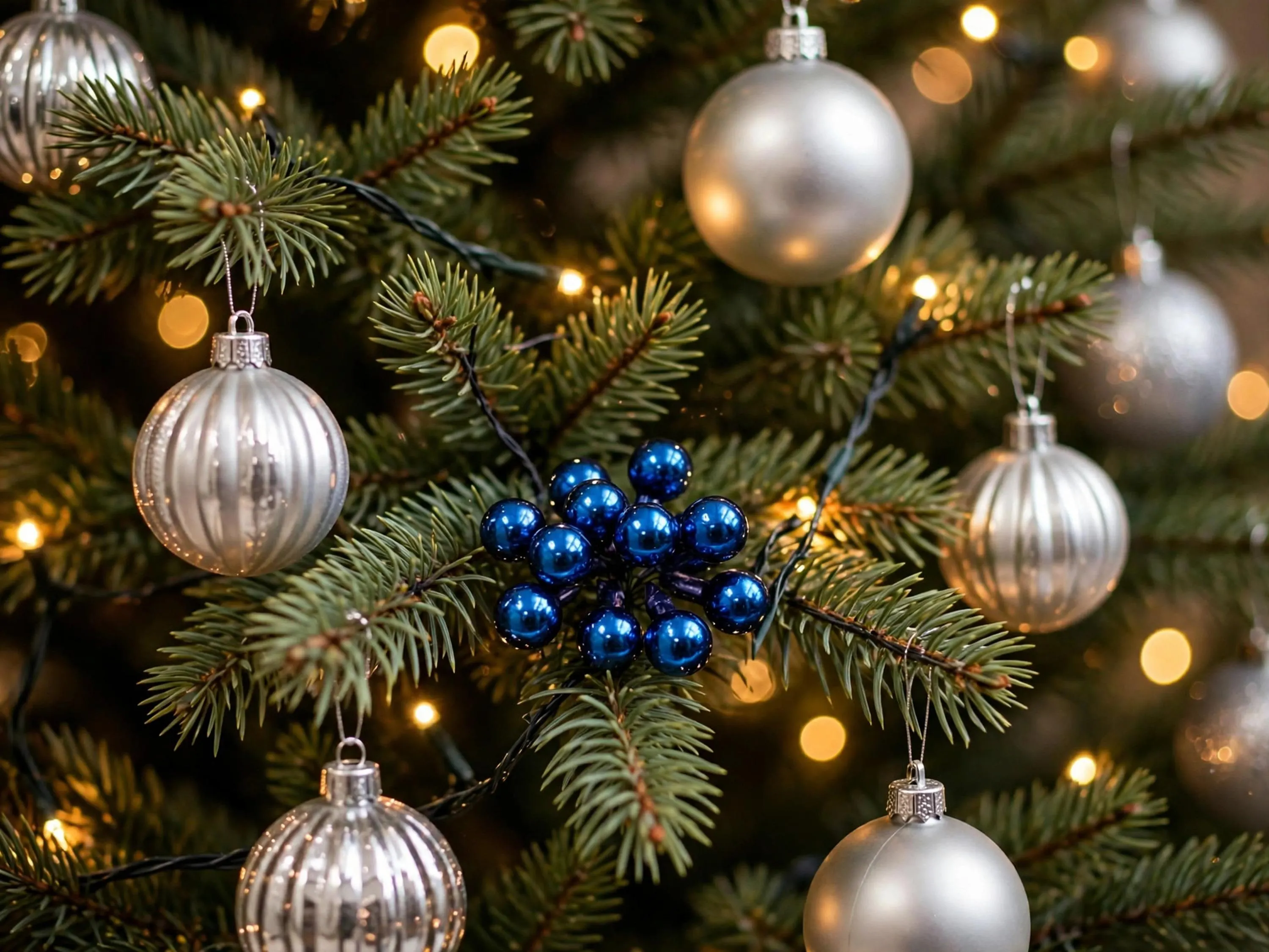Blue 25mm Glass Ball Ornaments Bunch, Christmas Tree Decorative Picks, Blue Holiday Bauble Filler