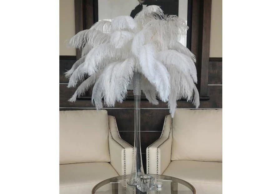 20" Tall Ostrich Feather Centerpiece Kits with Eiffel Tower Vase