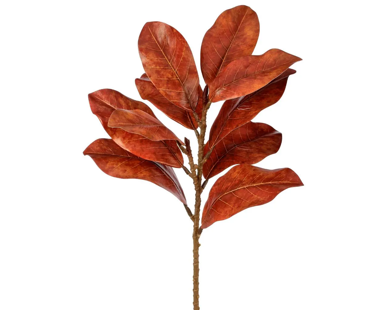 23" Terracotta Magnolia Leaf Spray, Artificial Autumn Foliage Branch, Faux Fall Leaf Stem, Rustic Home Decor, DIY Floral Arrangement Supply