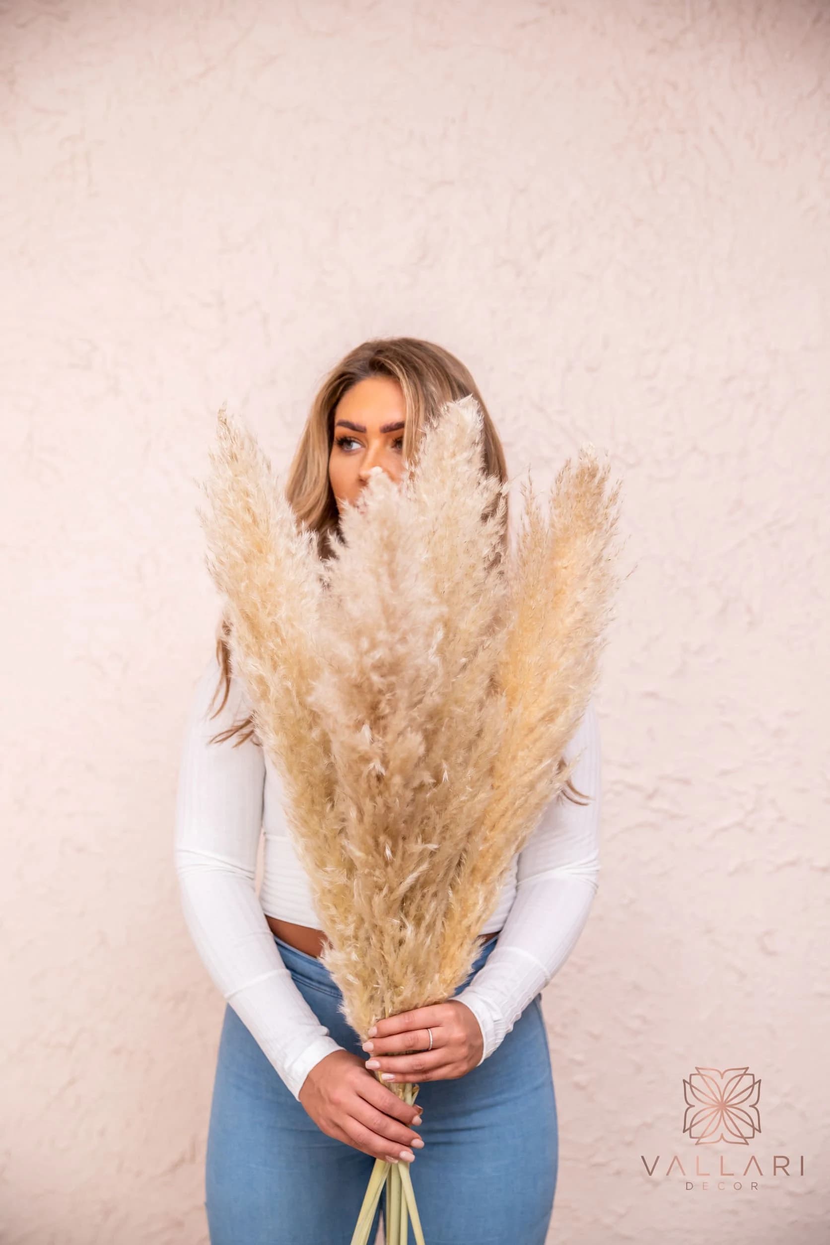 Golden Pampas 45" and 25" Natural Pampas Grass/Pampas Bundle/Home Decor/Rustic Wedding Decor /Brown Pampas/Fluffy/Boho Chic/Boho Pampas