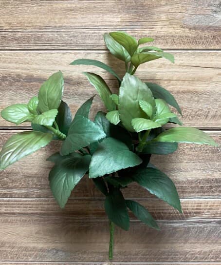 12" Burgundy Green Mint Leaf Bush/Sprays/Greenery/Succulents/Terrarium Decor/Wedding Centerpieces/Home Decor/Faux Flowers