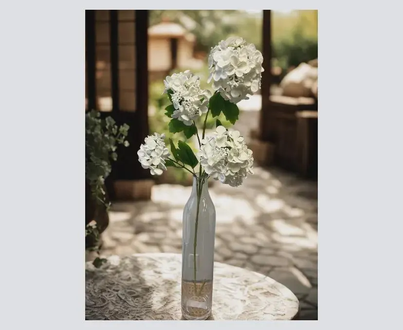 37" Real Touch White Snowball Spray – Large Faux Hydrangea Viburnum Stem, Realistic Silk Flower Branch for Tall Vase & Wedding Decor