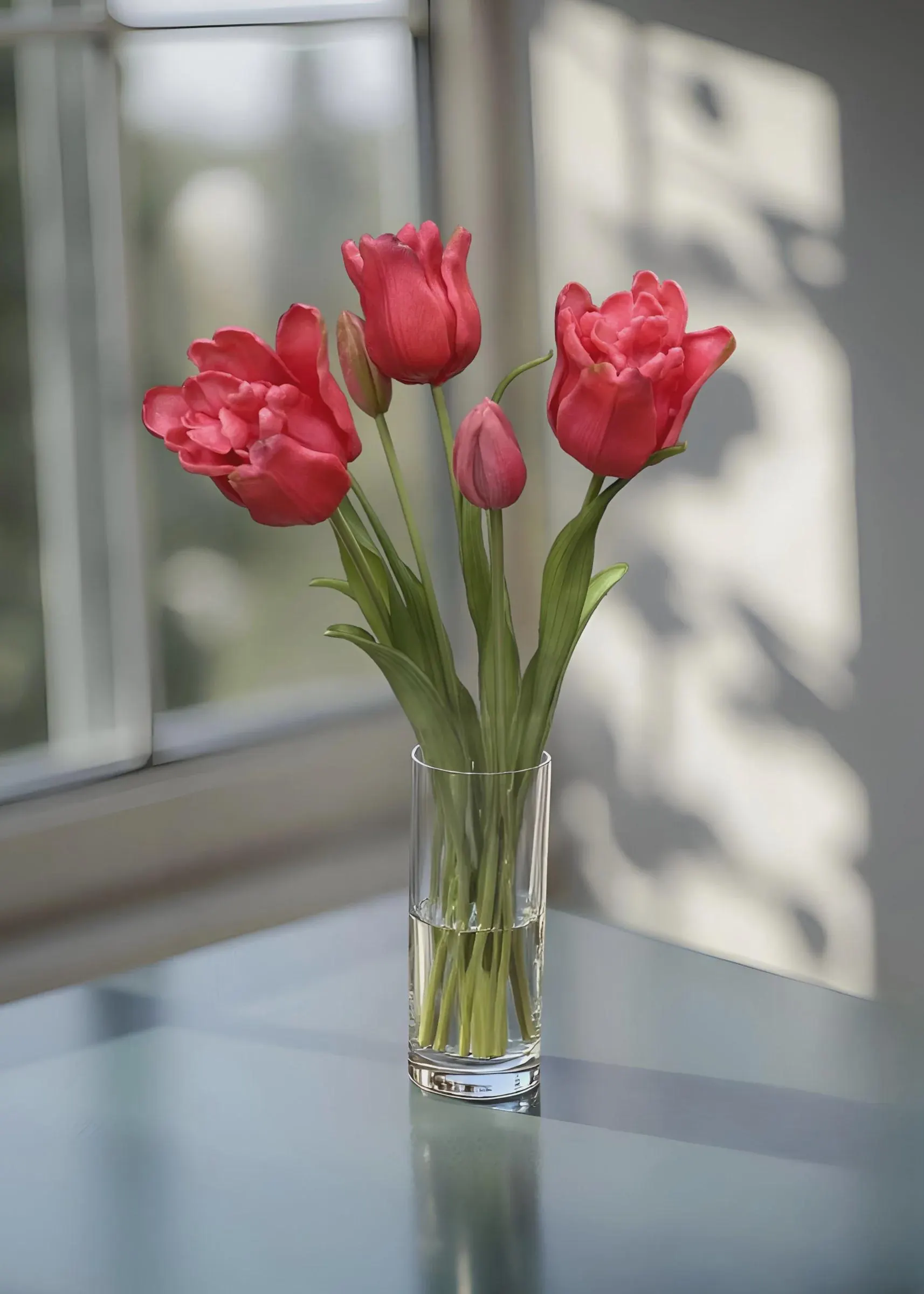 18" Fresh Touch Ruffled Rose Tulips Bunch/Tulips/Pink Tulips /Wedding Centerpieces/Home Decor/Faux Flowers/Silk Flowers/Flower Bouquet