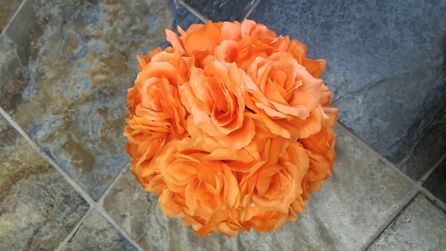 Orange Rose Flower Ball Pomander Wedding decoration Ball Silk Rose Kissing Ball Faux Flowers/Mutiple sizes/Aisle decor/ Centerpiece