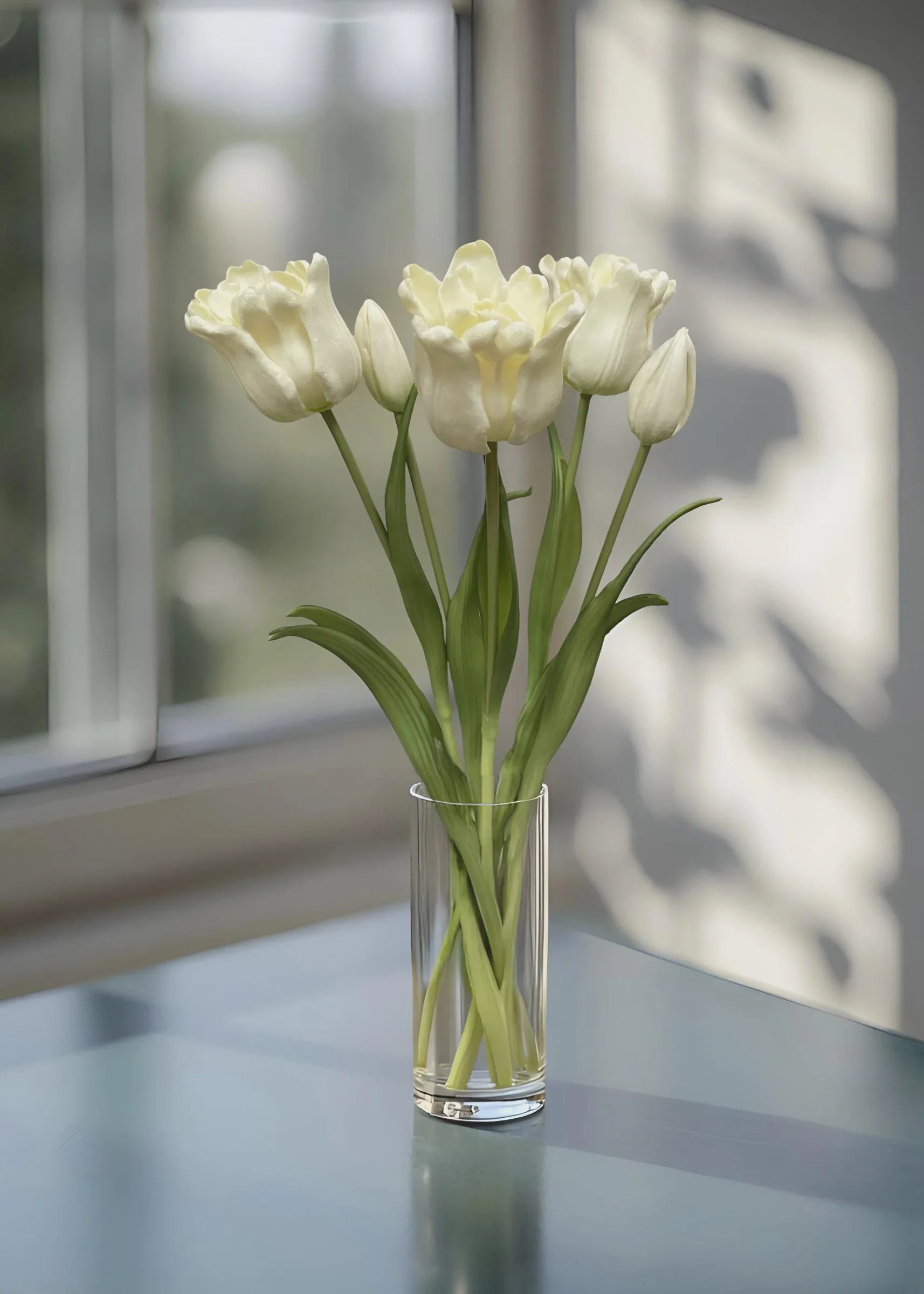 18" Fresh Touch Ruffled WhiteTulips Bunch/Tulips/Pink Tulips /Wedding Centerpieces/Home Decor/Faux Flowers/Silk Flowers/Flower Bouquet