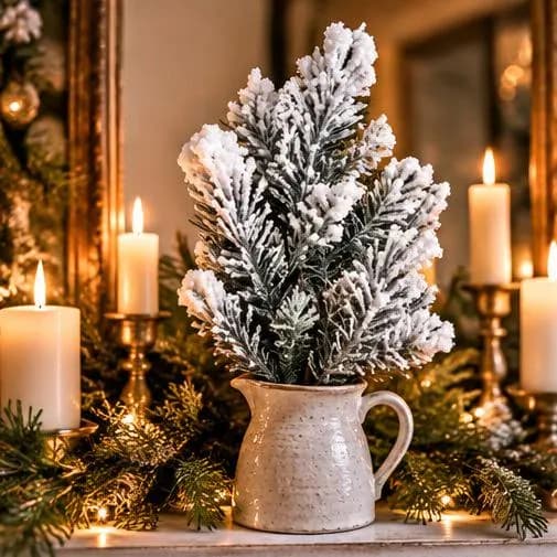 18-inch Snow Angel Pine Spray for Christmas Wreaths, Garlands & Floral Arrangements, Seasonal Greenery Craft Supply
