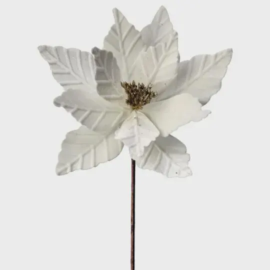 24" Ivory Velvet & Glitter Centre Poinsettia/Holiday Decor/Christmas Decorations/Poinsettia Flowers/Christmas Season Decor