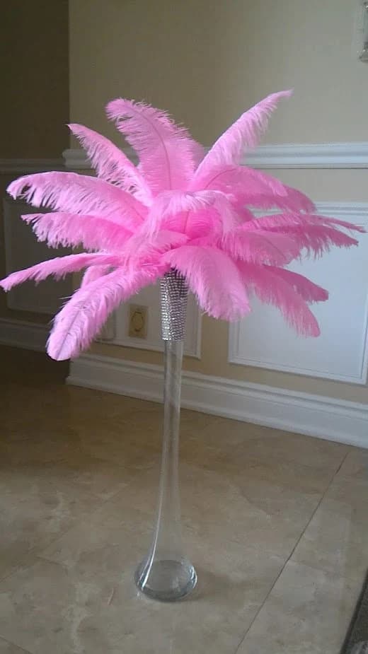 Powder Pink Ostrich Feather Centerpiece for Weddings/Birthday/Holiday parties/Great Gatsby/ Roaring 20's/Hollywood Glam Themes