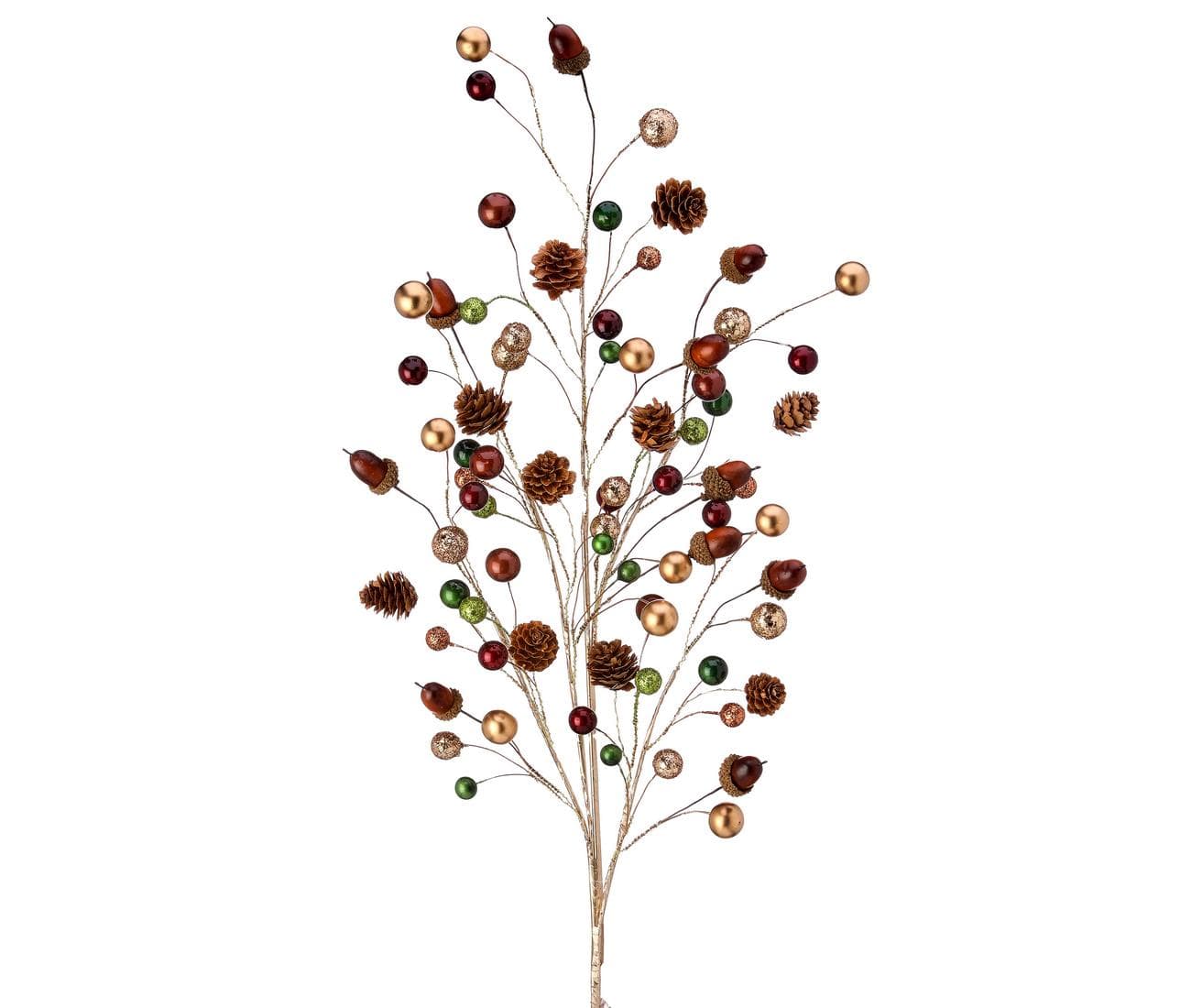 35" Gold, Green, Brown Glitter with Acorns Spray/Wedding Decor/Holiday Decor/Fall Decor/Table Decor/Natural Spray/DIY Craft/Holiday DIY