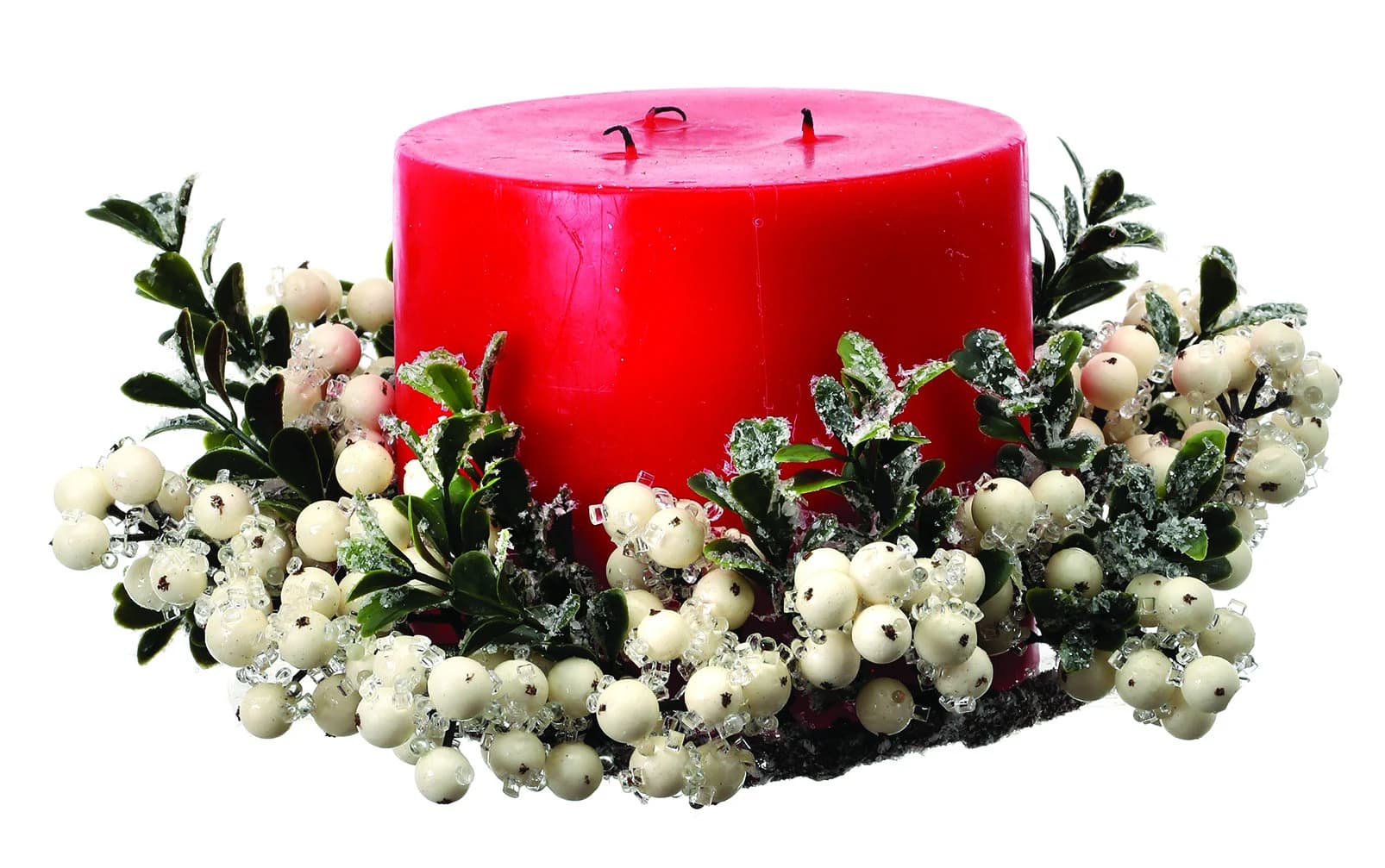 10" Iced Waterproof Cream Berry Candle Ring/Candle Decor/Table Decor/Centrepiece Decor/Candle Ring/Christmas Table Decor/Frosted Candle Ring