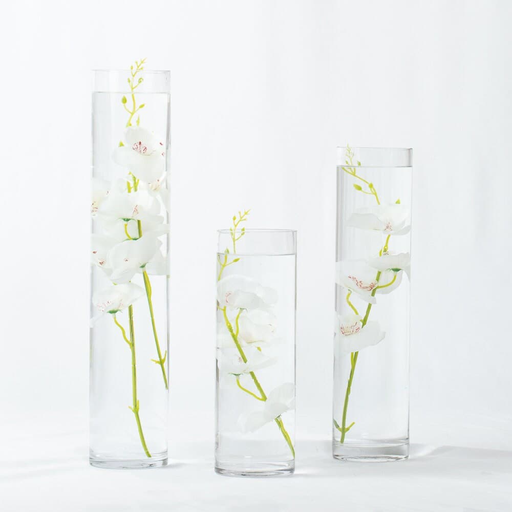 Submersible White/Purple/Pink/Blue/Yellow/White with purple Orchid Floral Wedding Centerpiece with Floating Candles and Acrylic Crystals Kit