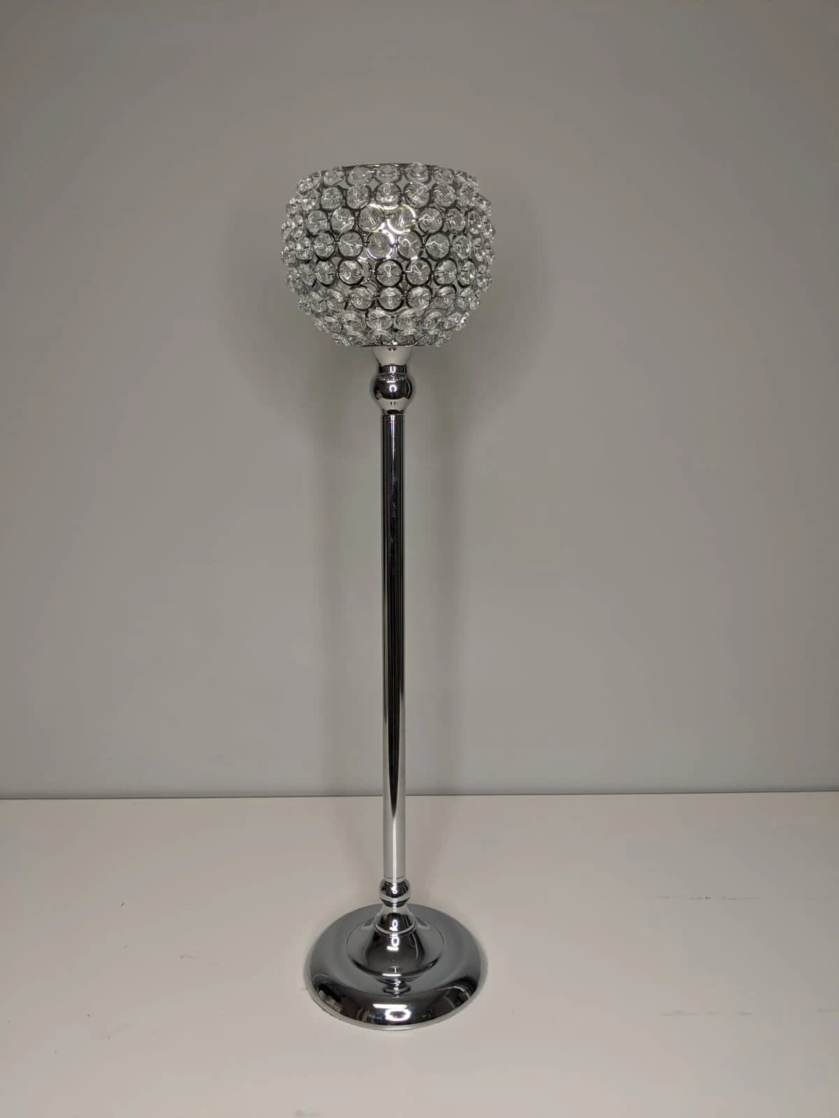 28" Tall Round Globe Gold Crystal Stand Ostrich Feather Centerpiece for Great Gatsby/Wedding/Old Hollywood/Glitz and Glam themes