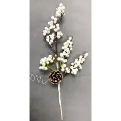 11" White Berry Spray, Artificial White Berry Pick,Faux Winter & Fall Floral Accent,Thanksgiving and Christmas Decor,DIY Wreath Supply