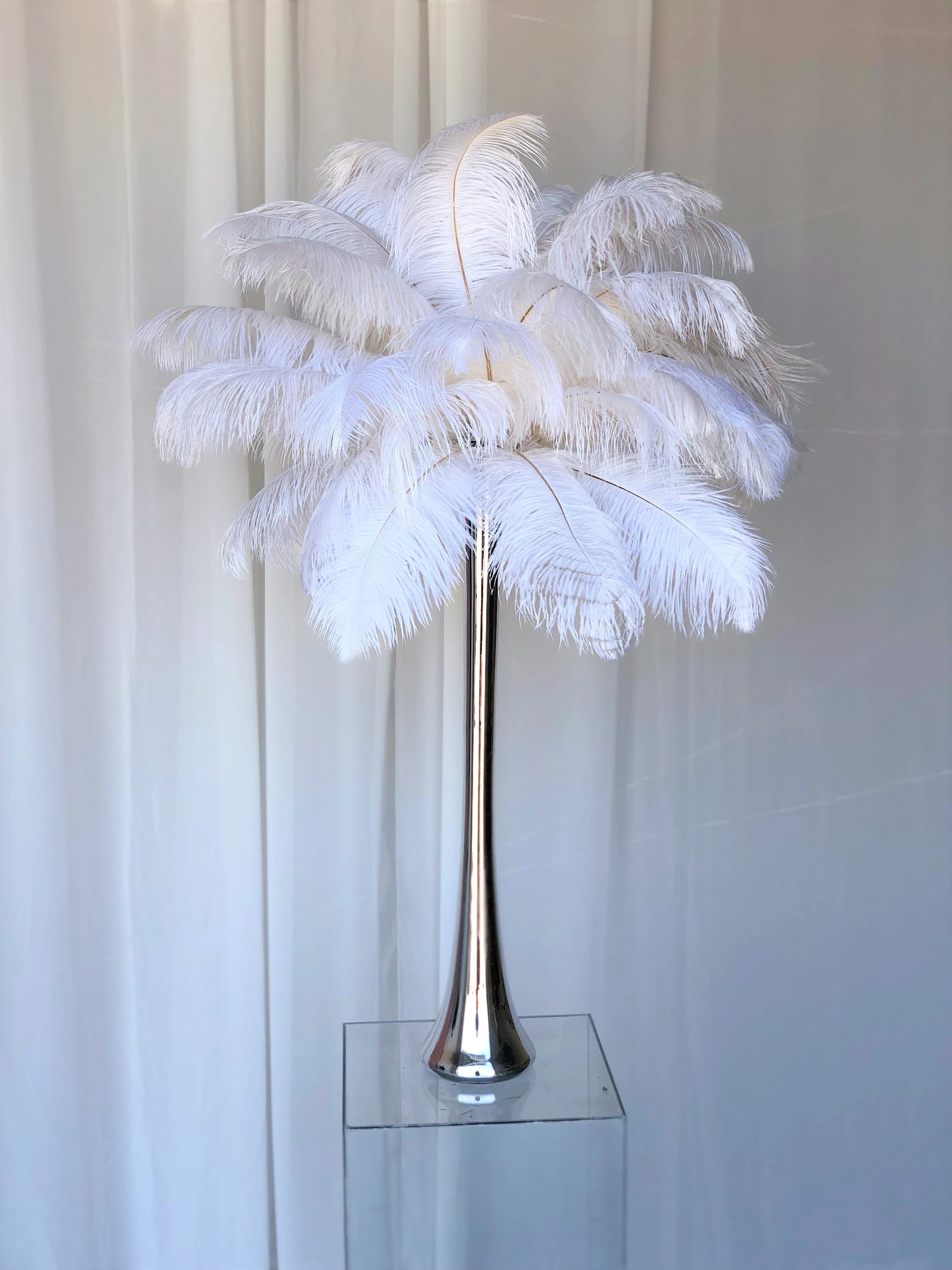 24" Ostrich Feather Kit/Pillar Stand/Metal Frame/Floral Stand /Pillar/Silver/Flower Stand/Feather Stand/Tall Stand/Metal Vase