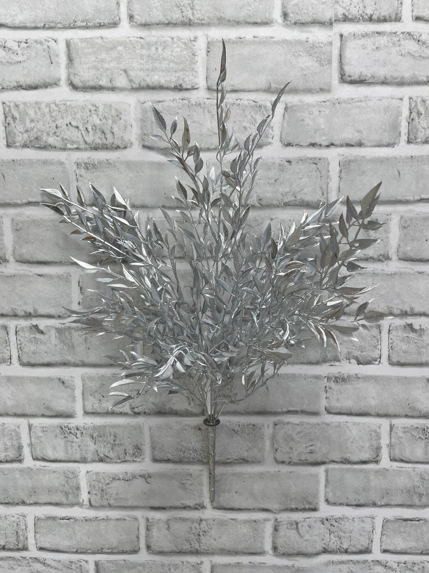 20" Artificial Silver Smilax Bush - Metallic Shimmer Greenery - Elegant Holiday Floral Stem - Luxury Wedding & Event Decor Accent