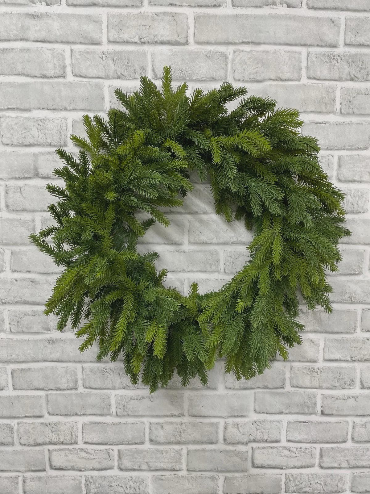 22in Real Touch Spruce Wreath, Faux Red Spruce Winter Greenery, Luxury Christmas Front Door Decor, Holiday Mantel Base Wall Hanging Design