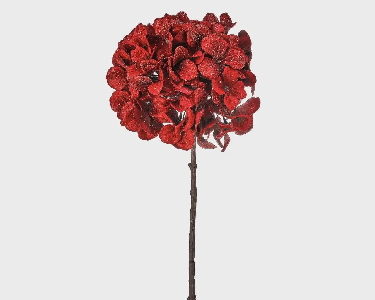 28" Red Glitter Hydrangea Stem/Sprays/Wedding Decor/Holiday Decor/Fall Decor/Table Decor/Cedar Spray/Natural Spray/DIY Craft/Holiday DIY