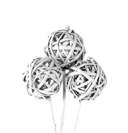3PC Whitewash Kamboi Ball on Stem/Natural Vine Ball/Decorative Balls/Rustic Decor Ideas/Wicker Decoration/Rustic Table Decor/Rustic decor