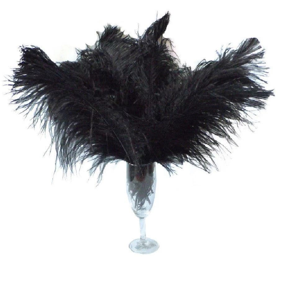 10 Pcs x 8-26" Black Ostrich Feather Plume for Centerpieces and Craft / Old Hollywood/Great Gatsby / Centerpiece Arrangements