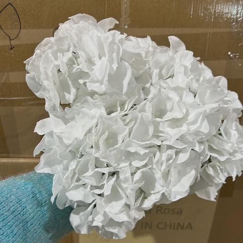 16" Silk Hydrangea Stem 7-Head Artificial White Hydrangea Bunch, Faux Wedding Flowers, White Hydrangea Centerpiece, Floral Supplies