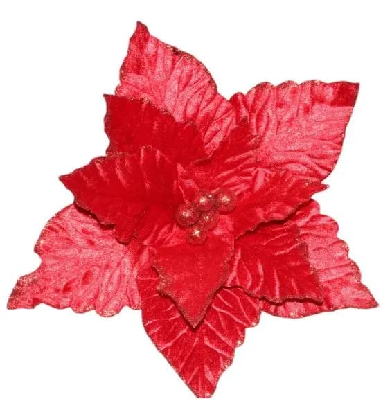 26" Red Velvet Poinsettia/Holiday Decor/Christmas Decorations/Poinsettia Picks/Poinsettia Flowers/Poinsettia Plants