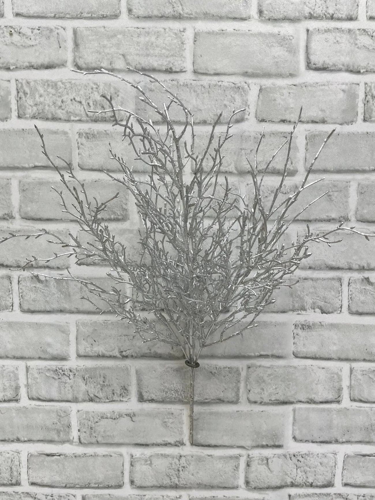21" Artificial Silver Twig Bush - Shimmering Metallic Branch Spray - Elegant Winter Greenery - Luxury Wedding Centerpiece & Holiday Decor