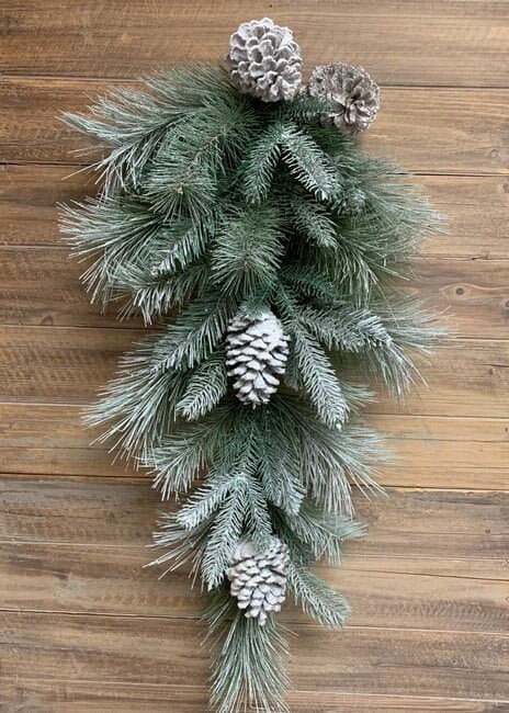 30" Snowy Frosted Pine & Pine Cone Mixed Teardrop/Winter Decor/Faux Teardrop/Winter Decor/Holiday Decor/Indoor Decor/Table Decor