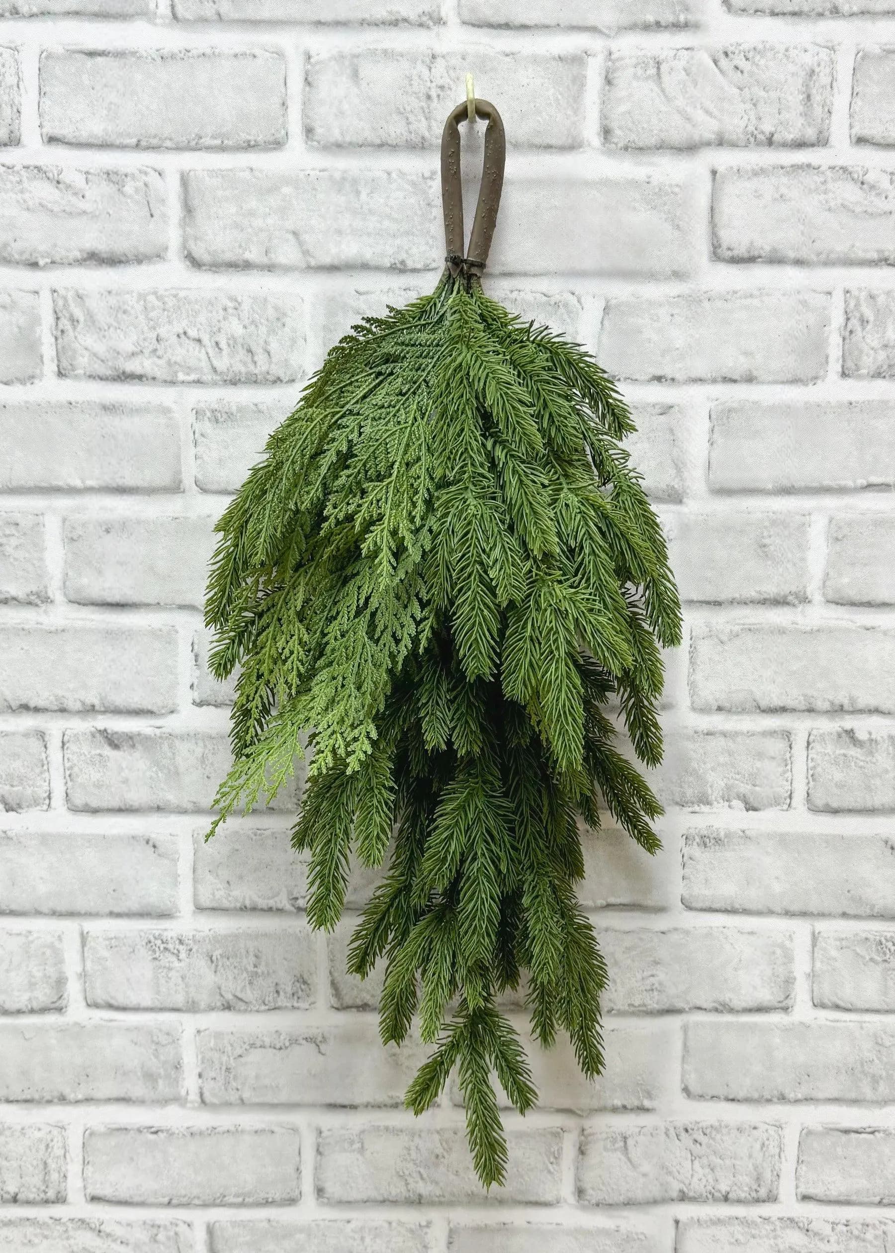 22" Fresh Touch Spruce and Cedar Teardrop/ Faux Garlands/Vines/Greenery/Wedding Centerpieces/Home Decor/Faux Vines/Plastic Cedar